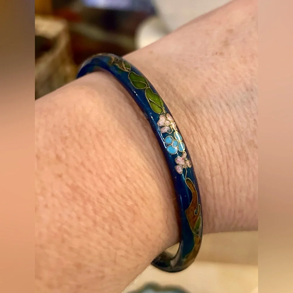 Beautiful Cobalt Blue Cloisonné Bangle Vintage